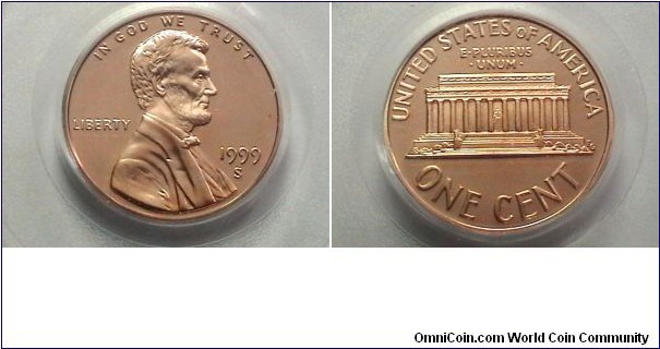 U.S. 1 Cent Lincoln Memorial Proof