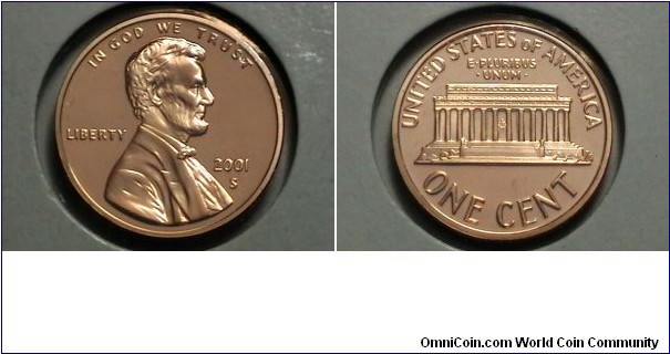 U.S. 1 Cent Lincoln Memorial Proof