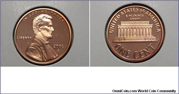 U.S. 1 Cent Lincoln Memorial Proof