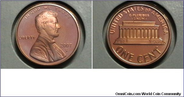 U.S. 1 Cent Lincoln Memorial Proof