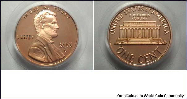 U.S. 1 Cent Lincoln Memorial Proof