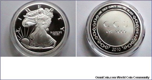 2010 Club medal Coin Collectors Unite Silver 1 oz