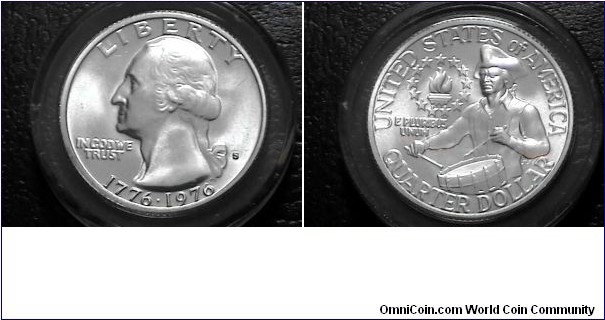U.S. 1776-1976 Silver clad 25 Cents Bi-Centennial Quarter