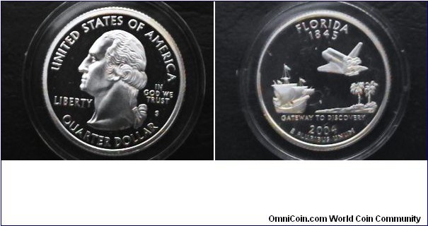 U.S. 2004-S Silver Proof 25 Cents Florida Quarter 