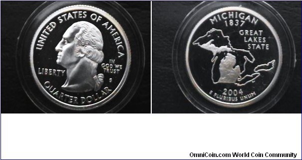 U.S. 2004-S Silver Proof 25 Cents Michigan Quarter 