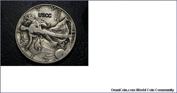 USCC Counter Stamped Walking Liberty half dollar (US Coin Collecting) online Coin Club est. 2002