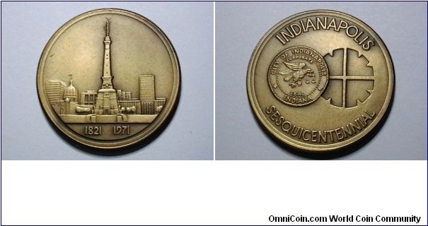 City of Indianapolis, Indiana Sesquicentennial Medal 