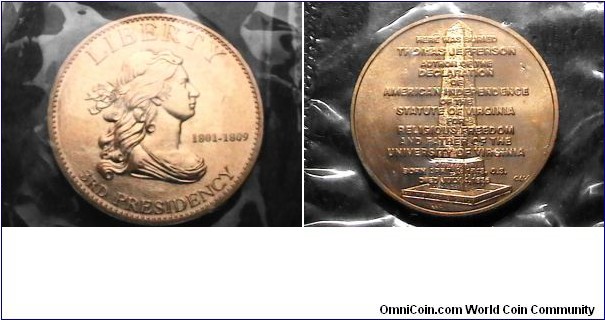 Spouse Medal 2007 3rd 1801-1809 Thomas Jefferson Liberty