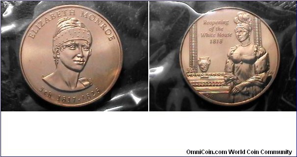 Spouse Medal 2008 5th 1817-1825 Elizabeth Monroe 