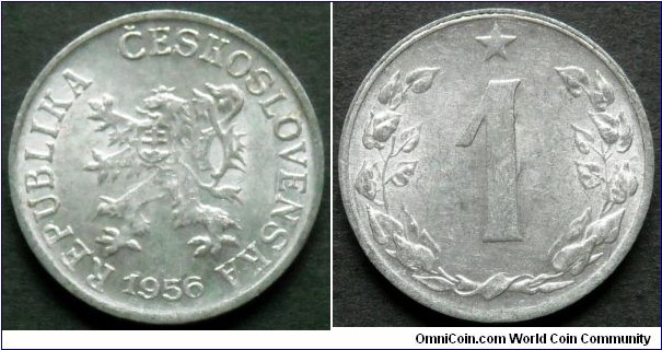 1 haler.
1956, Czehoslovakia