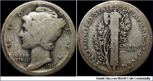 USA Mercury Dime 1916