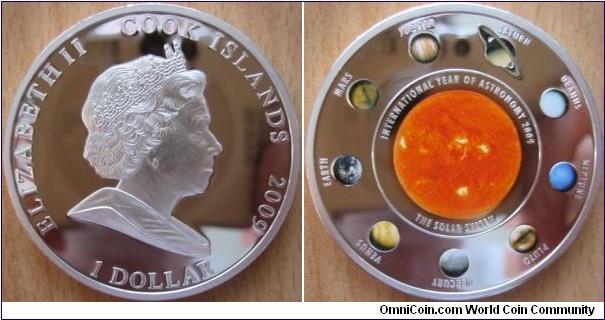 1 Dollar - Year of Astronomie : solar system - 27 g Copper silver plated Proof (with pad printing) - mintage 5,000