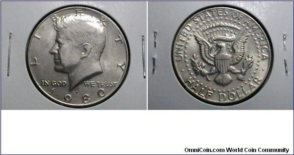 U.S. 1980-P 50 Cents Kennedy Half KM# A202a 