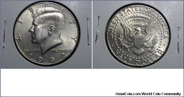 U.S. 1992-D 50 Cents Kennedy Half KM# A202a 