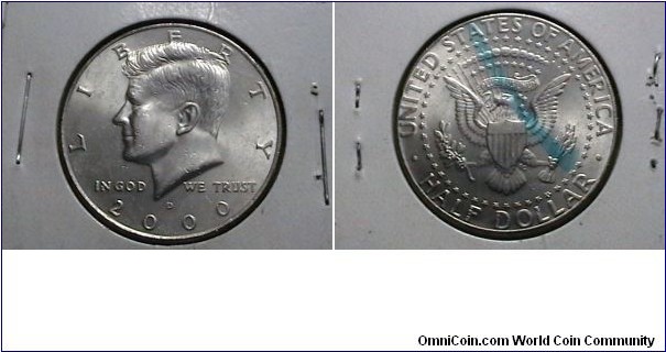 U.S 2000-D 50 Cents Kennedy Half KM#  A202a 