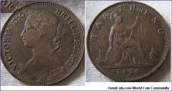 1874 H R over R farthing