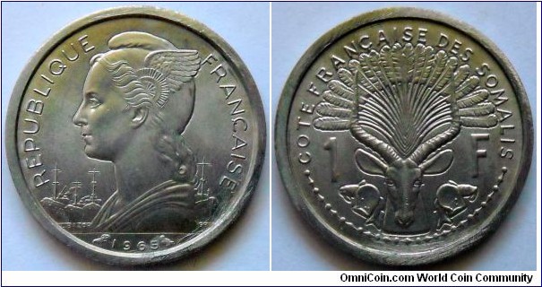 1 franc.
1965, French Somali