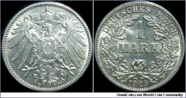 ~SOLD~ German Empire 1 Mark 1915-F Stuttgart Mint ~Silver~