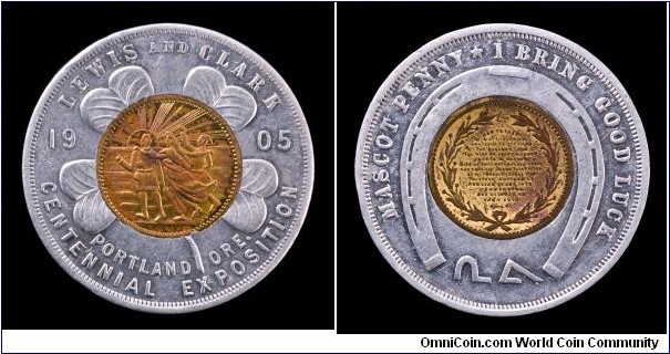 Encased Lord's Prayer token from the Lewis and Clark Centennial.