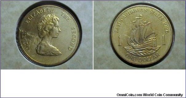 Eastern Caribbean MS 1986 1 Dollar KM# 15 
