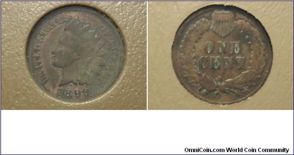 U.S. 1893 1 Indian Head Cent KM# 90a 