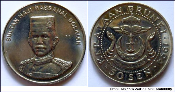 50 sen.
1994, Sultan Haji Hassanal Bolkiah