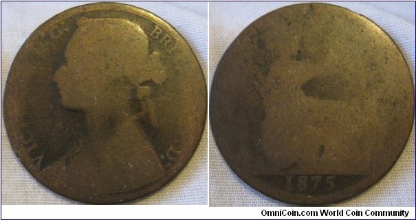 1875 penny, narrow date slighlty scarcer