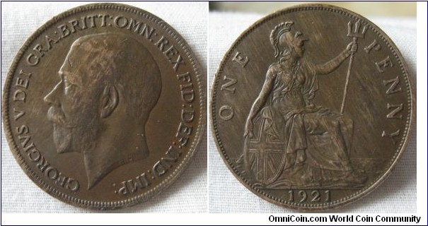 1921 VF+ penny