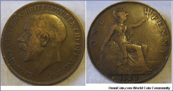 1922 penny aVF