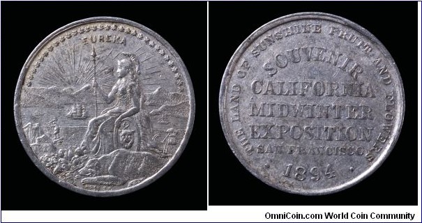 Aluminum 1894 Midwinter Exposition medal.