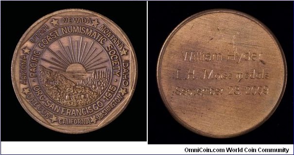 Pacific Coast Numismatic Society Speaker's Medal