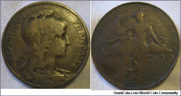 1903 5 centimes, aF grade 3650000 minted
