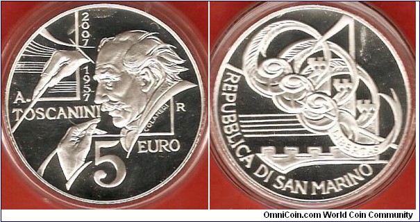 5 Euro
Arturo Toscanini
0.925 silver