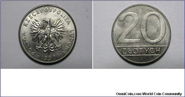 Poland 1990-MW 20 Zlotych Y# 1523.2 Thanks Henry12