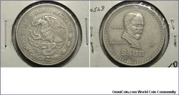Mexico 1986-M 500 Pesos KM# 529  
