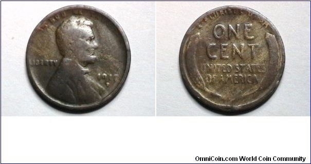 U.S. 1917-D 1 Cent KM# 132 
