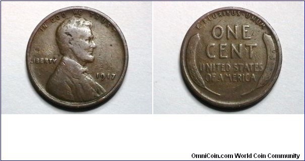 U.S. 1917-P 1 Cent KM# 132 