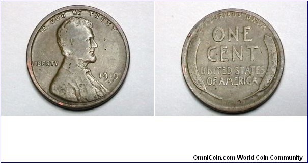 U.S. 1919-D 1 Cent KM# 132 