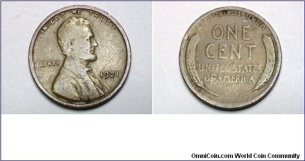 U.S. 1921-P 1 Cent KM# 132 