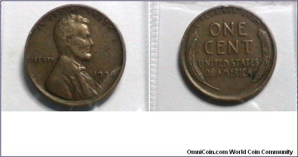 U.S. 1938-D 1 Cent KM# 132 