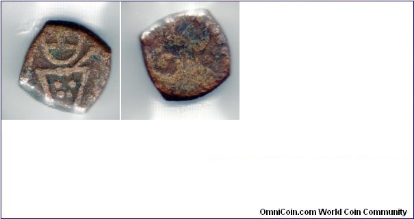 1693-1698 Dutch occupied Gingi, Pondicherry 
Copper dump 
Goddess Kali of Tanjore