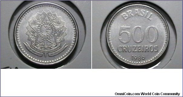 Brazil 1986 500 Cruzerios Last type Coinage KM# 597 