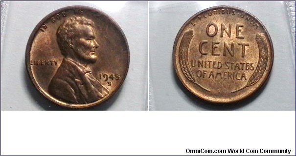 U.S. 1945-S 1 Cent KM# A132 