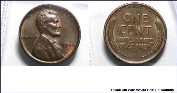 U.S. 1946-P 1 Cent KM# A132 