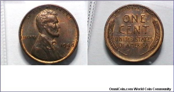 U.S. 1948-S 1 Cent KM# A132 