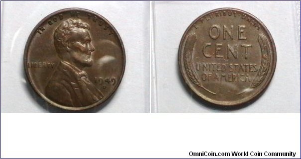 U.S. 1949-D 1 Cent KM# A132 