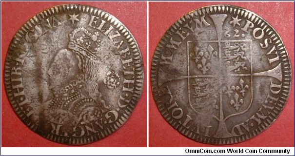 Elizabeth I Sixpence cross pattee' 1562