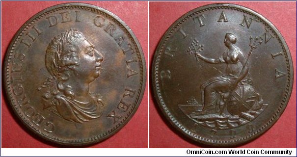 George III Halfpenny 1799 3rd Issue