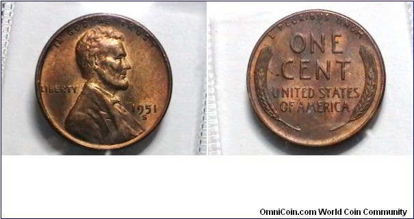 U.S. 1951-S 1 Cent KM# A132 