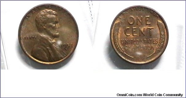 U.S. 1953-D 1 Cent KM# A132 